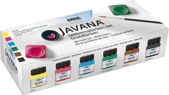 Kreul Javana Silk Paint Set Basic Colors for Silk and Light Textiles - 6 x 20 ml.