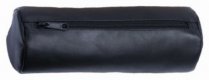 Leather Zip lock Pen Case 22 x 8.5 cm. - Black