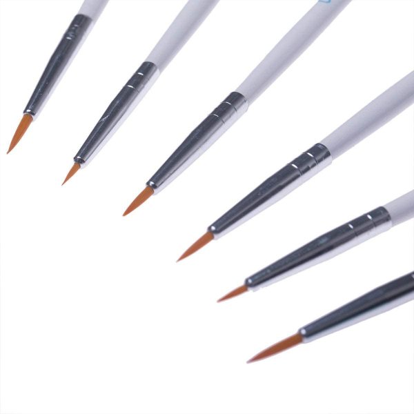 Meeden Fine Round Pointed Nylon Brush Micro Paint Brushes Set - 6 Pack