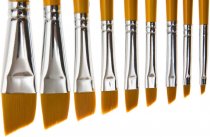 Meeden Angled Golden Nylon Long-handled Paint Brushes - Pack of 9