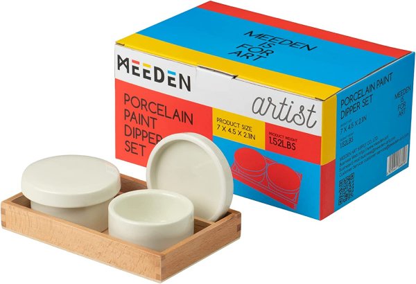 Meeden Ceramic Double Palette Cups with Covers with Beechwood Tray.