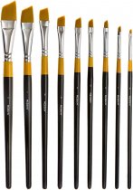 Meeden Angled Golden Nylon Long-handled Paint Brushes - Pack of 9