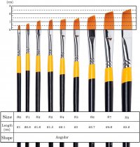 Meeden Angled Golden Nylon Long-handled Paint Brushes - Pack of 9