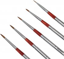 Meeden 5 Pc Retractable Round Pointed Travel Brushes Set with Mini Leather Case.