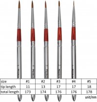 Meeden 5 Pc Retractable Round Pointed Travel Brushes Set with Mini Leather Case.