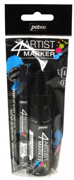 Pebeo 4Artist Oil Paint Markers Duo Set Black 2 mm + 8 mm. Noir