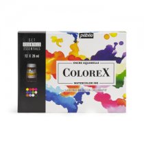 Pebeo Colorex Aquarelinkt Set 12 x 20 ml. Essentiële Kleuren