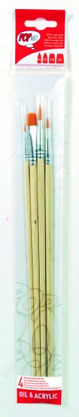 Pebeo Long Handle Gold Polyamide Brush Set - 4 Pack