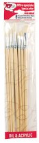 Pebeo Long Handle White Bristles Brush Set - 8 Pack