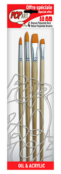 Pebeo Long handle Yellow Polyamide Brush Set - 4 Pack