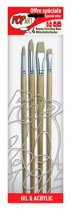 Pebeo Long Handle White Bristles Brush Set - 4 Pack