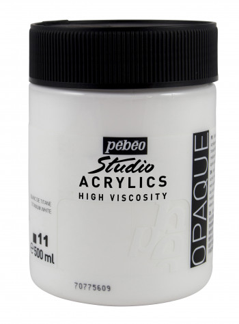 Pebeo Studio Acrylics 500 ml. - Titanium White