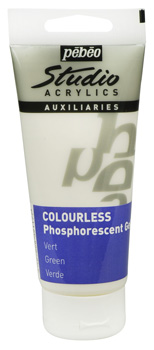 Pebeo Studio Acrylic Phosphorescent Gel 100 ml. - Transparent Green