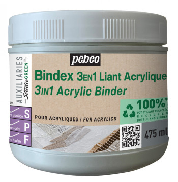Pebeo Studio Green Bindex 3 in 1 Acrylic Binder 475 ml.