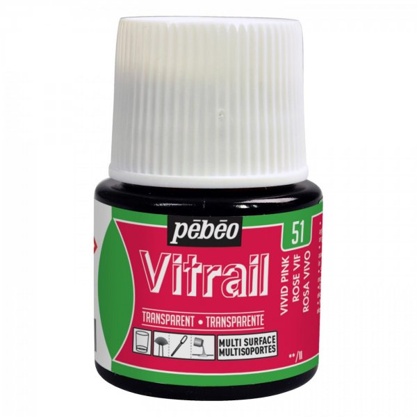Pebeo Vitrail Transparent Glass Paint - 51 Vivid Pink