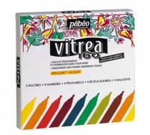 Pebeo Vitrea 160 Glasmalstifte - glänzend  - 9er-Set