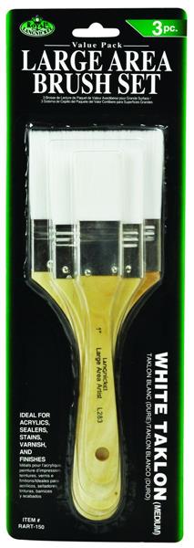 R&L White Taklon Flat Brush Set (Medium) - 3 Pack
