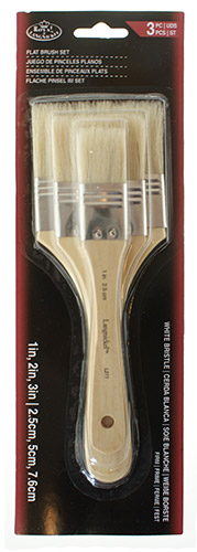 R&L White Bristle Flat Brush Set (Firm) - 3 Pack