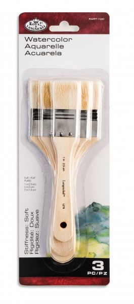 R&L Goat Hair Flat Brush Set (Soft) - 3 Pack
