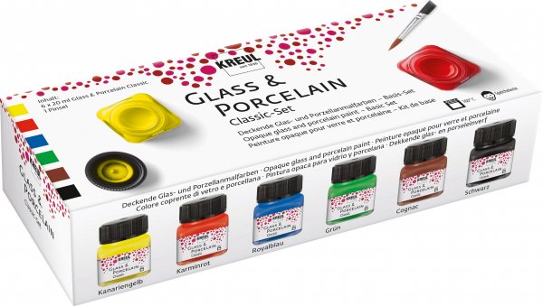 Kreul Glass & Porcelain Paints Classic Opaque Colours Set 6 x 20 ml