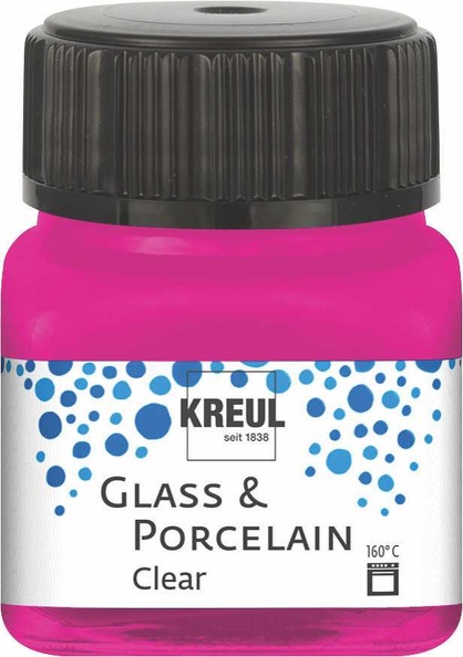 Kreul Glass & Porcelain Paint Clear 20 ml - Transparent Pink