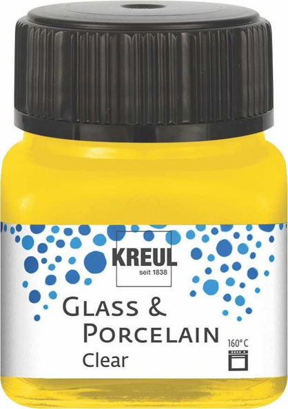 Kreul Glass & Porcelain Paint Clear 20 ml - Transparent Sun Yellow