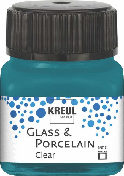 Kreul Glass & Porcelain Paint Clear 20 ml - Transparent Turquoise