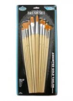 R&L Assorted Gold Taklon Brush Set (Medium) - 12 Pack
