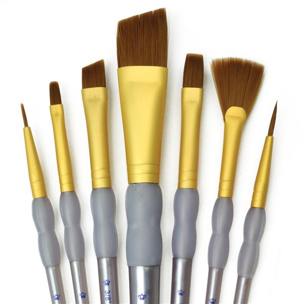Royal & Langnickel 7-teiliges Pinselset 'Crafters Choice' – Braune Taklon, Verschiedene Formen