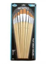 R&L Gold Taklon Flat Brush Set (Medium) - 12 Pack