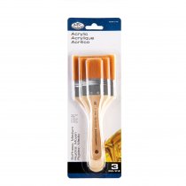 R&L Gold Taklon Flat Brush Set (Medium) - 3 Pack