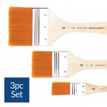 R&L Gold Taklon Flat Brush Set (Medium) - 3 Pack