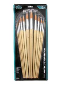 R&L Gold Taklon Round Brush Set (Medium) - 12 Pack