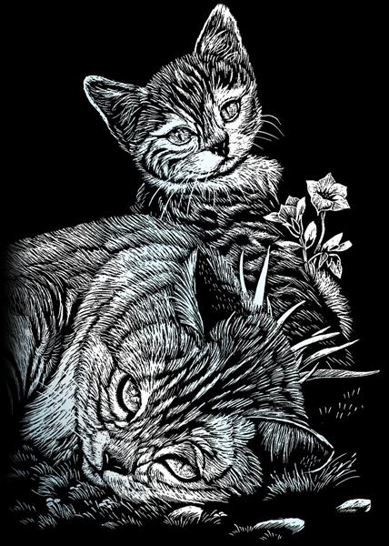 R&L Engraving Art Mini - 102 Tabby Cat & Kitten