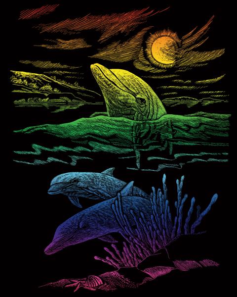 R&L Rainbow Foil Engraving Art A4 - Dolphin Reef