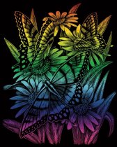 R&L Gravure sur Feuille d'Arc-en-ciel - Papillons et Marguerites