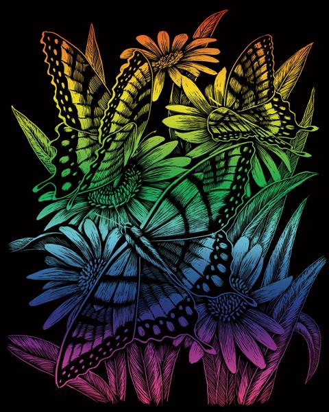 R&L Rainbow Foil Engraving Art A4 - Butterflies & Daisies