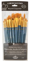 R&L Short-handle Gold Taklon Brush Set (Medium) - 12 Pack (B)