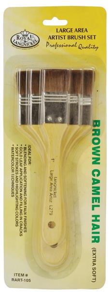 R&L Camel Hair Flat Brush Set (Extra Soft) - 3 Pack