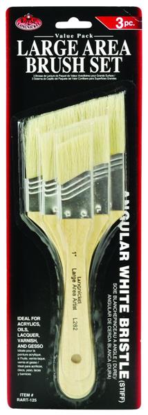 R&L White Bristle Angular Brush Set (Firm) - 3 Pack