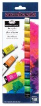 Royal & Langnickel Essentials Acrylics 12 x 12 ml. Neon Colours