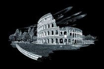 Silver Foil Engraving Art A3 - Colosseum
