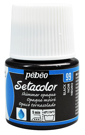 Pebeo Setacolor Opaque Shimmer Paint 45 ml. - 99 Black