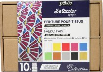 Textielverf Pebeo Setacolour Opaque Workbox 10 x 45 ml.