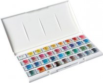 White Nights Künstler-Aquarellfarben Set - Kunststoffkasten mit 36 Näpfchen
