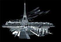 Silver Foil Engraving Art A3 - Eiffel Tower