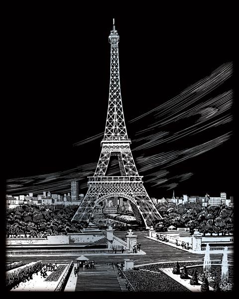 R&L Silver Foil Engraving Art A4 - Eiffel Tower