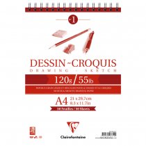 Clairefontaine Dessin-Croquis Wirebound Drawing Pad 120g. A4 - 50 Sheets