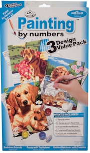 R&L Painting by Numbers A4 Value 3-Pack - Dogs