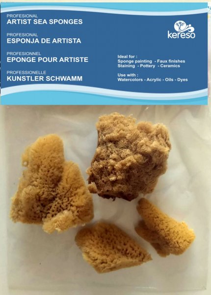 Natural Fine-pored Sponges Various Sizes 4 pcs.